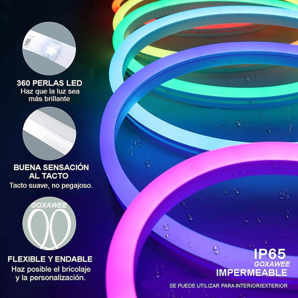 Tira Luz led NEÓN Ip65 Flexible Bluetooth De 5m
