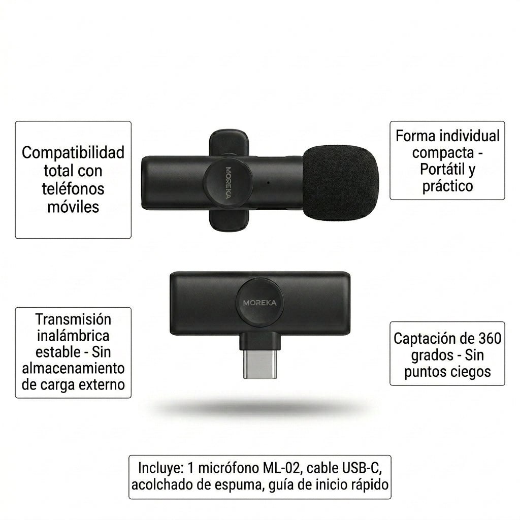 Micrófono Inalámbrico Pequeño MOREKA ML-02