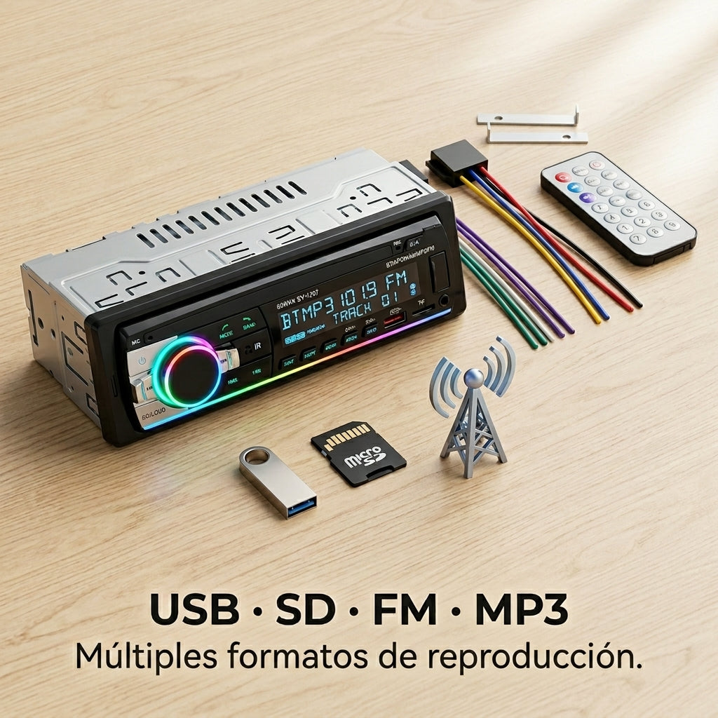 Reproductor de Radio USB SD MP3 Moreka SY-1207 RGB