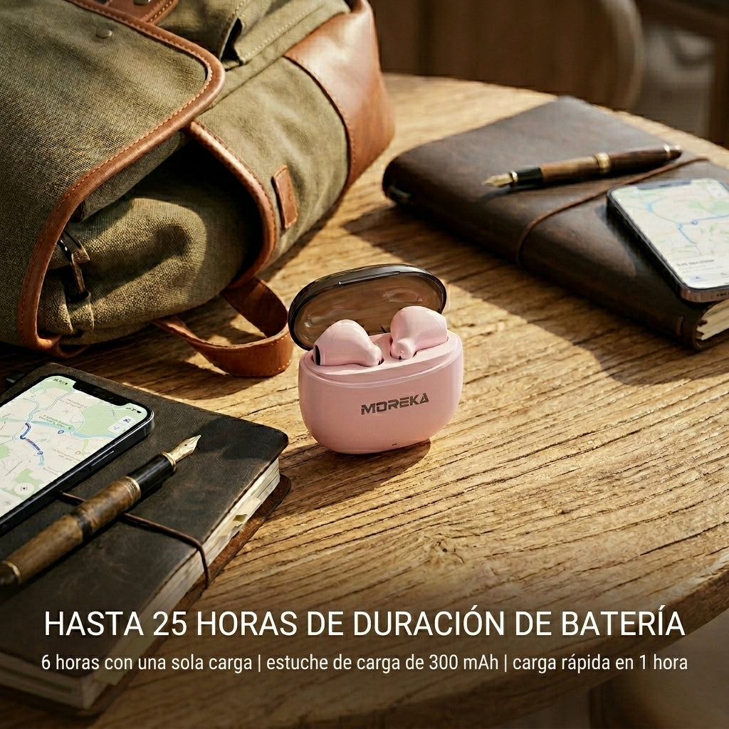 Audífonos Inalámbricos MOREKA E605 25 horas de autonomía Hi-Fi