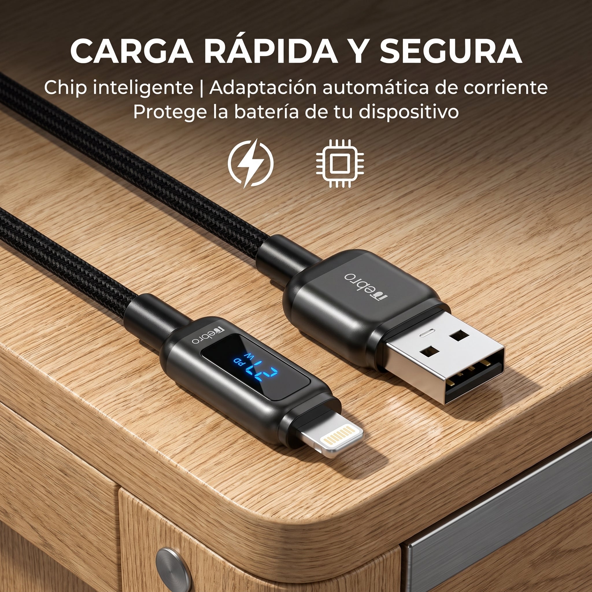 Cable Lightning a USB-A Trenzado Nebro WD-309L