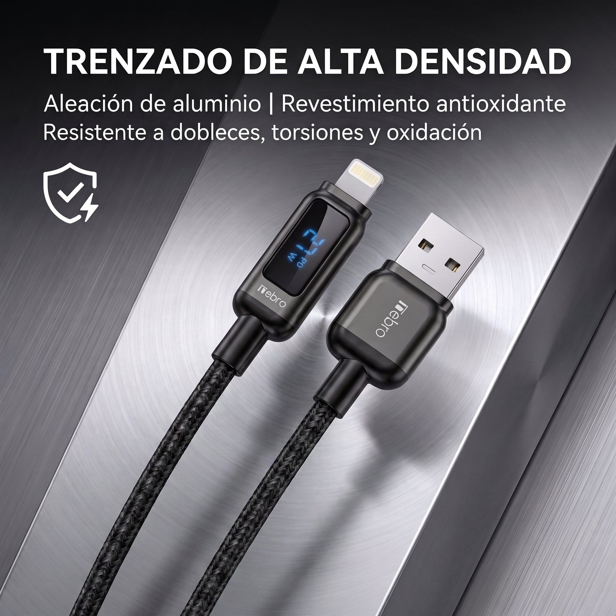 Cable Lightning a USB-A Trenzado Nebro WD-309L