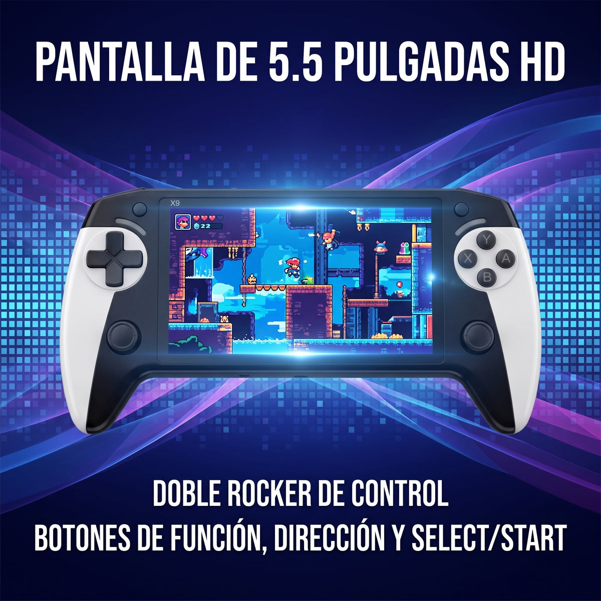 Consola de Videojuegos Moreka Black Hawk X9 con Pantalla de 5.5 Pulgadas y Doble Rocker