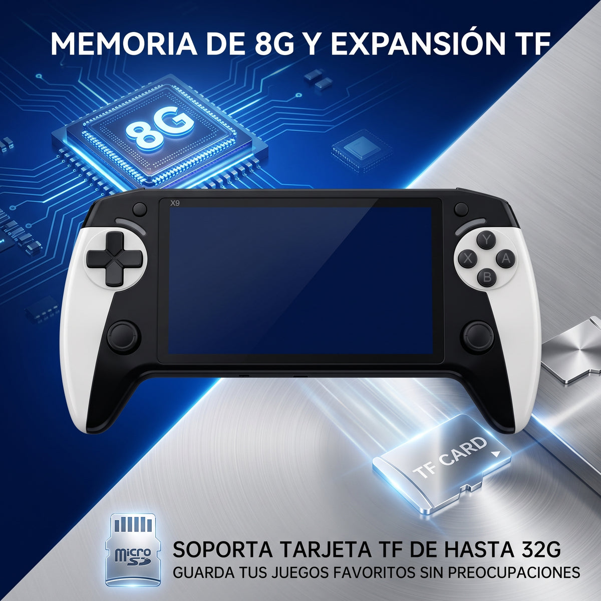Consola de Videojuegos Moreka Black Hawk X9 con Pantalla de 5.5 Pulgadas y Doble Rocker