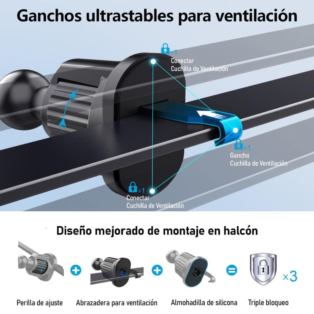 Soporte Automóvil Rendija Ventilación Rotación 360° Moreka Modelo ZJ-012