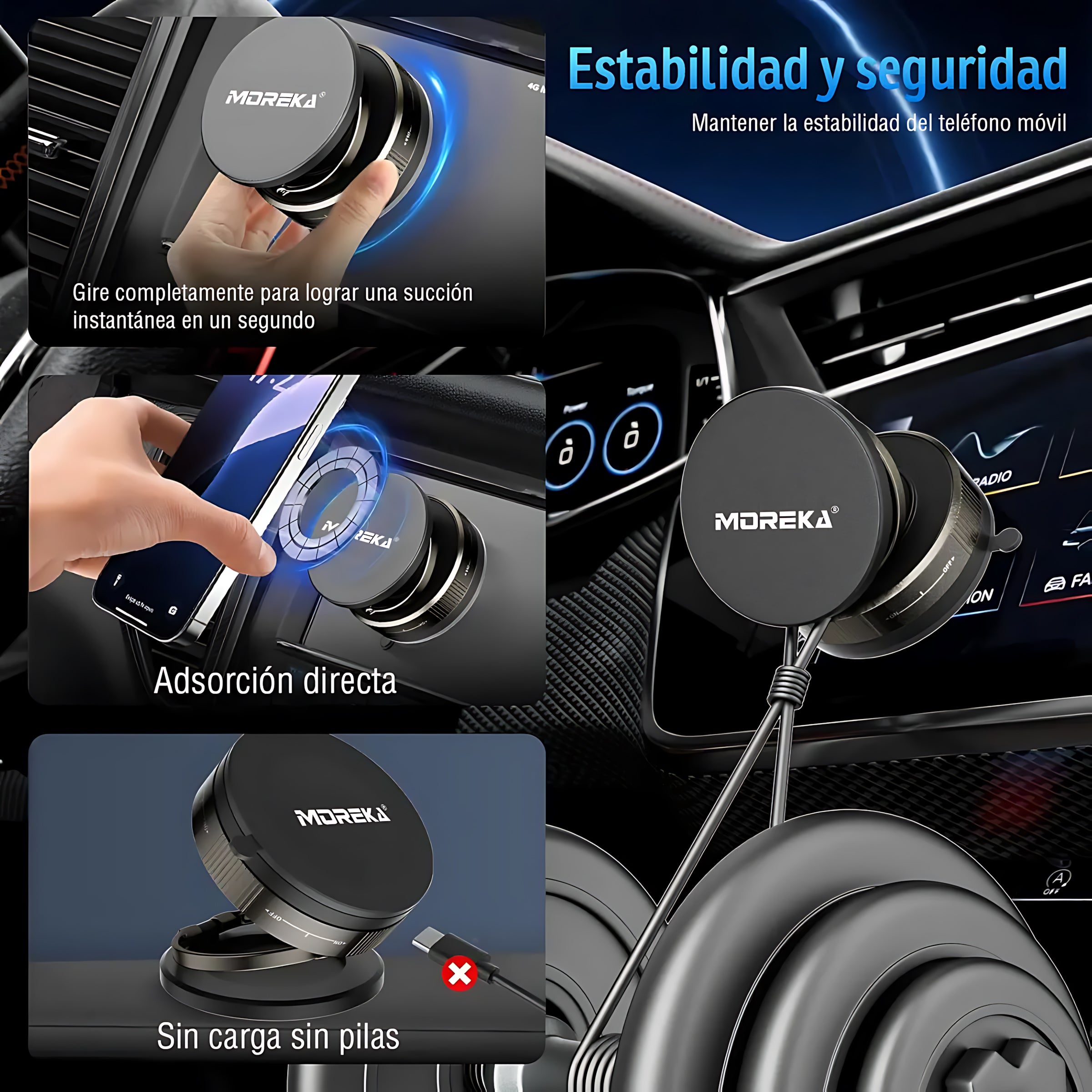 Soporte Magnético para Teléfono con Ventosa de Vacío MOREKA ZJ-015