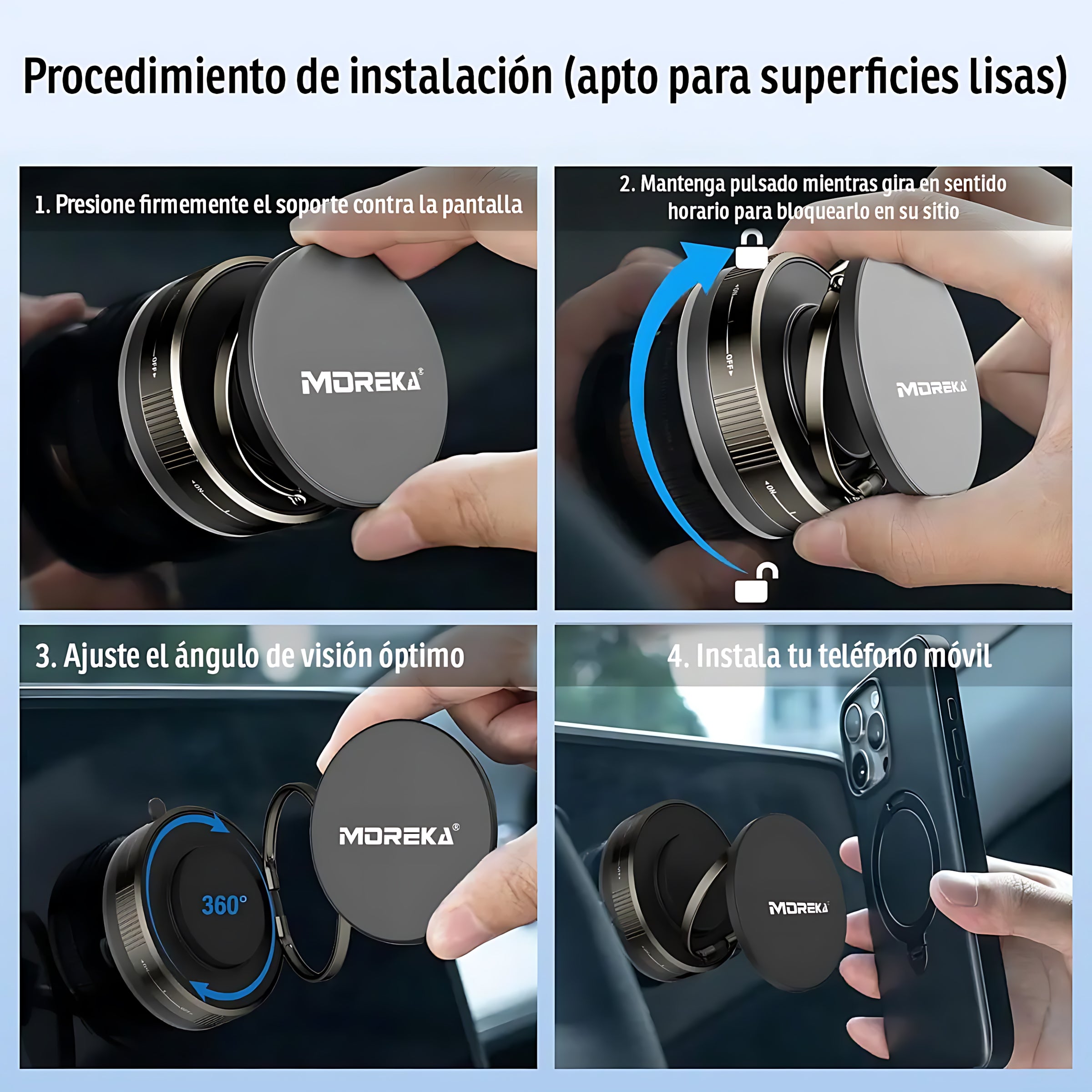 Soporte Magnético para Teléfono con Ventosa de Vacío MOREKA ZJ-015