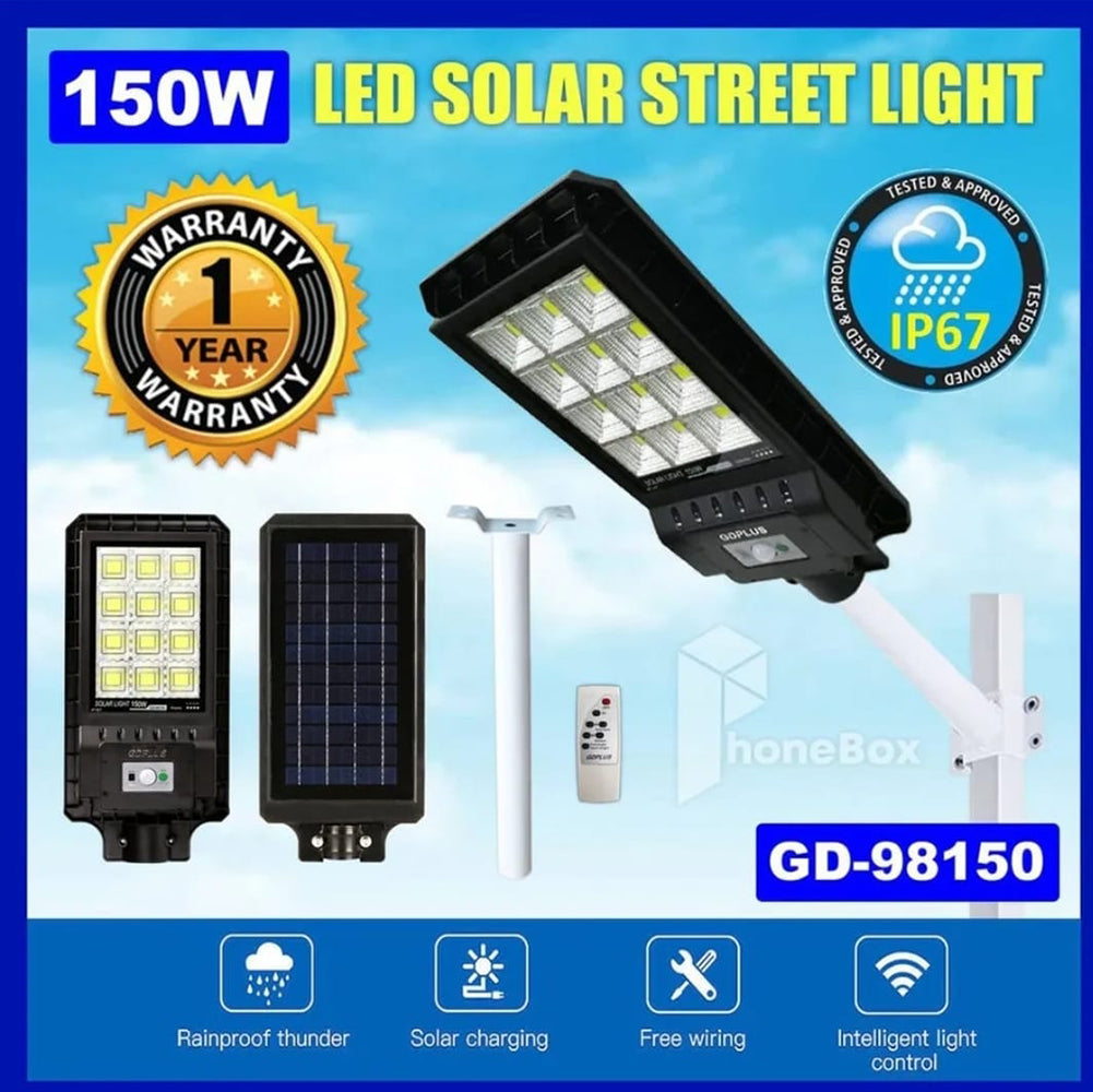 Luminaria Suburbana Alumbrado Publico Solar 150W con Sensor Movimiento GD-98150