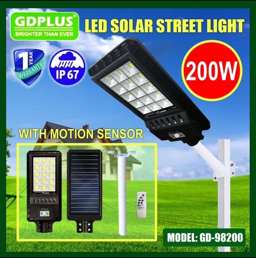 200W Solar Public Lighting Suburban Luminaire with Movement Sensor GD-98200