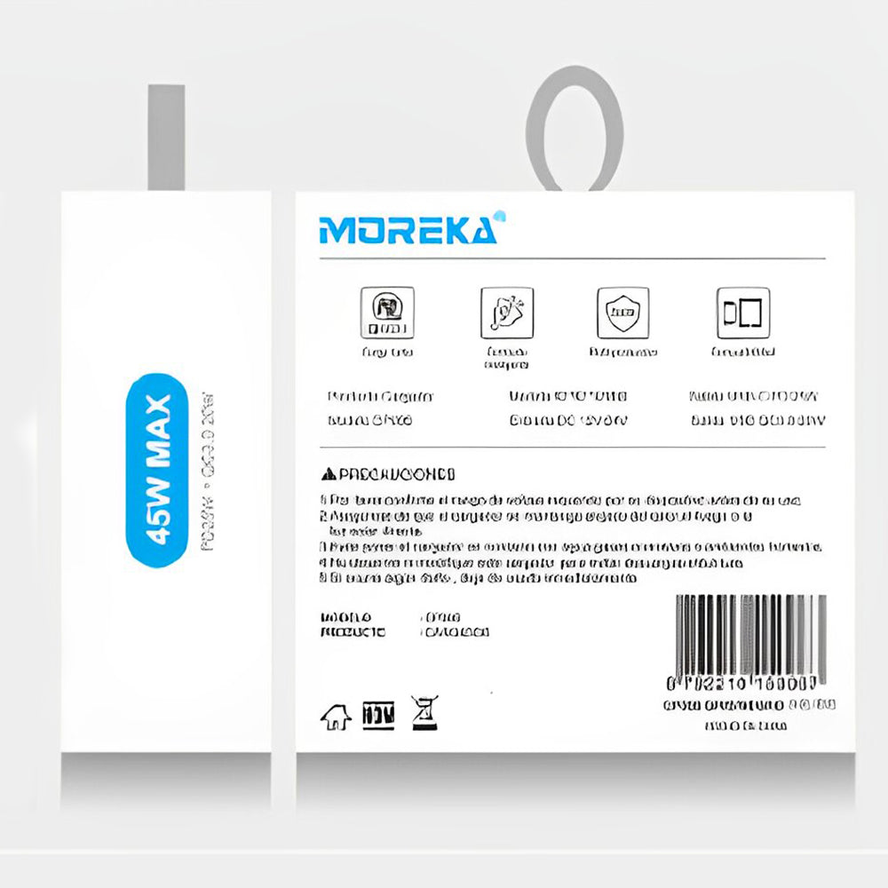 Turbo Cargador De Carro 45W 2 PD25W, QC3.0 20W Cable Plug In Moreka CP0068