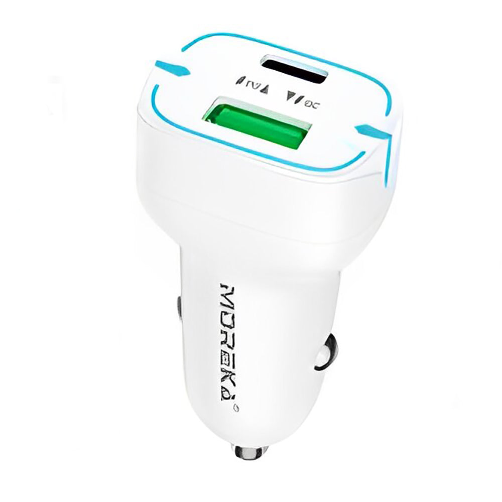 Cargador De Carro Moreka CP010 PlugIn 45W puertos USB y C