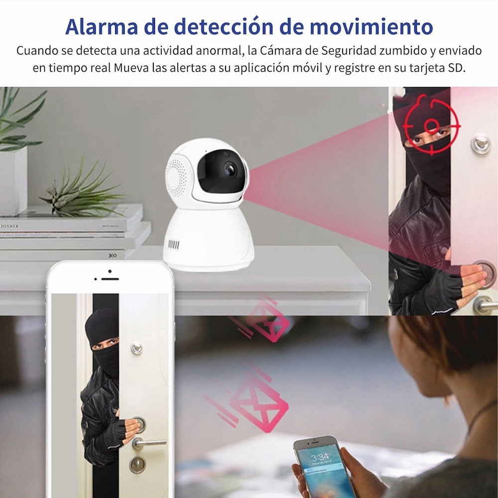 Cámara De Seguridad 360° Wifi 2mp Visión Nocturna 1080p Home