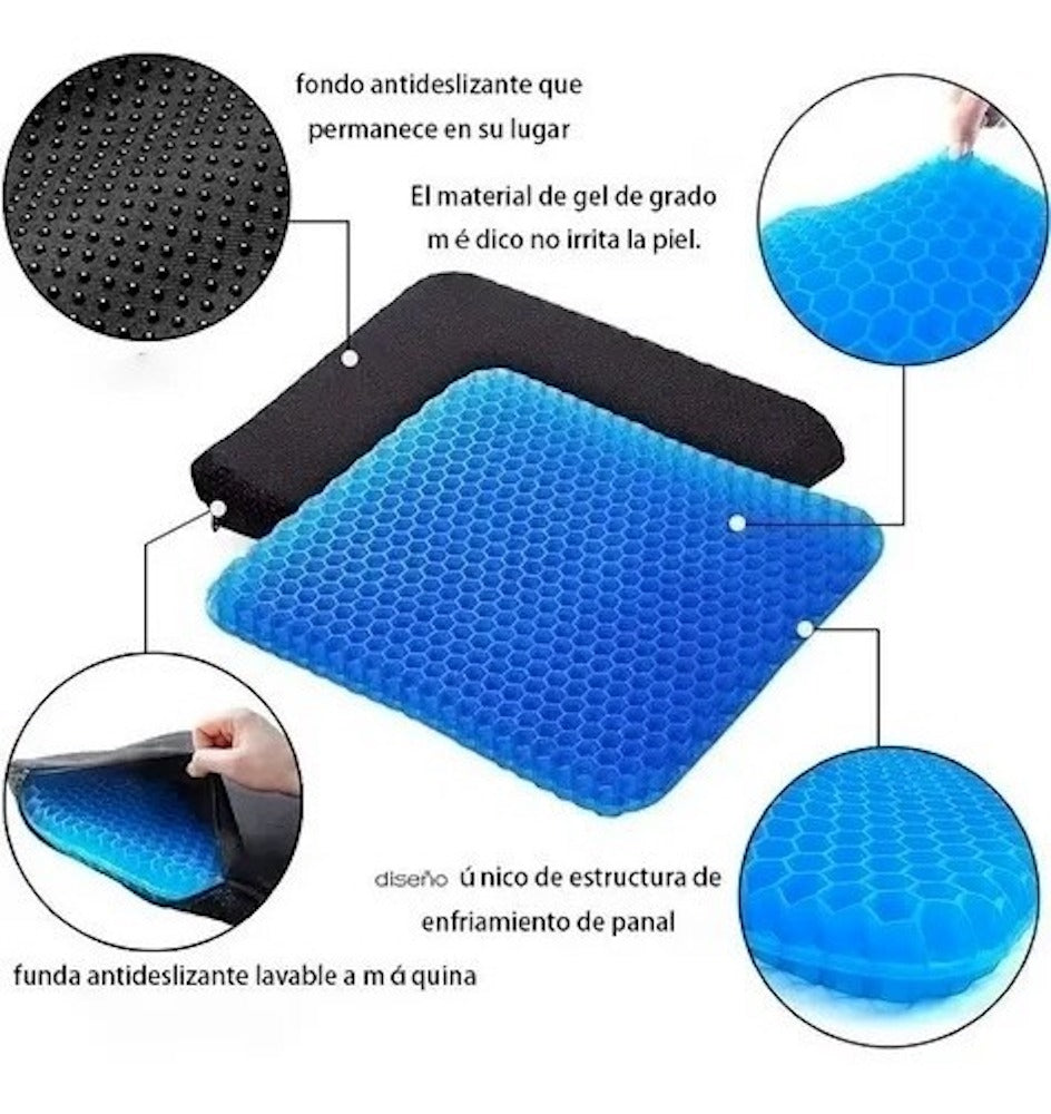 Cojin Gel Silicon Ergonomico Panal Comodo Asiento Auto Silla
