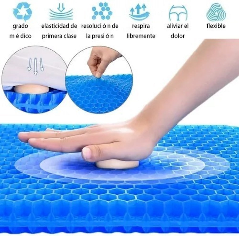Cojin Gel Silicon Ergonomico Panal Comodo Asiento Auto Silla