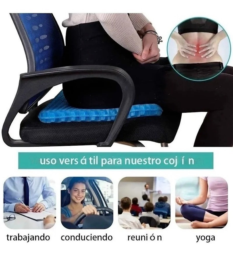 Cojin Gel Silicon Ergonomico Panal Comodo Asiento Auto Silla