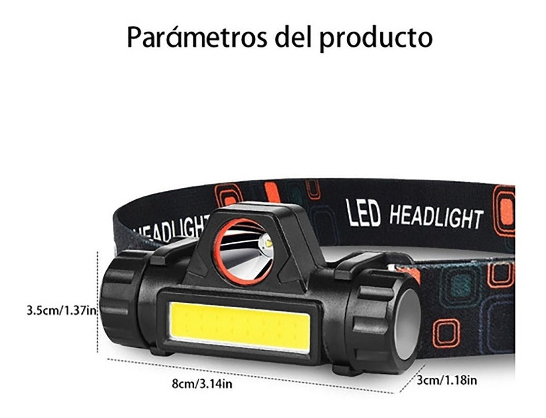 Linterna Frontal Lámpara de Cabeza Faro Minero Luz LED 1200000LM USB  Recargable