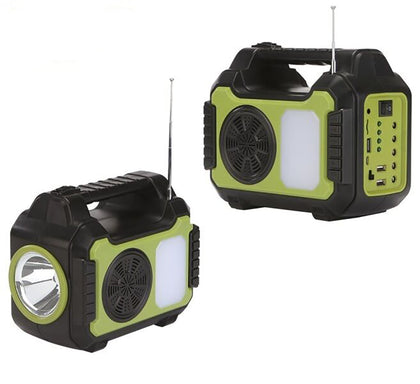 Mini Solar System FM Radio 4 Spotlights Flashlight Power Bank MOR-8072