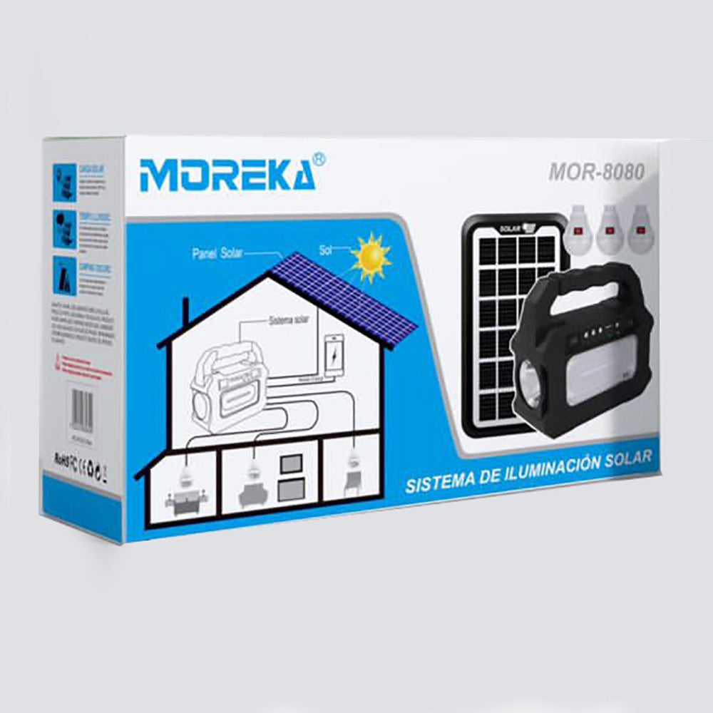 Mini Sistema Solar 3 Focos Linterna Power Bank MOR-8080