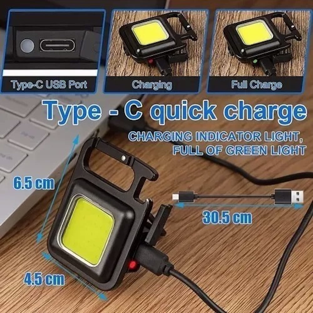 Lampara Mini 800 Lumens Iman Usb Tipo C Llavero Destapador Moreka LJ-058
