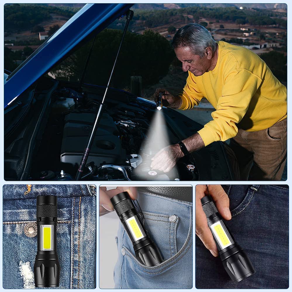 Lampara Táctica Recargable Usb Led 2000l Luz Lateral + Clip Moreka MB-513