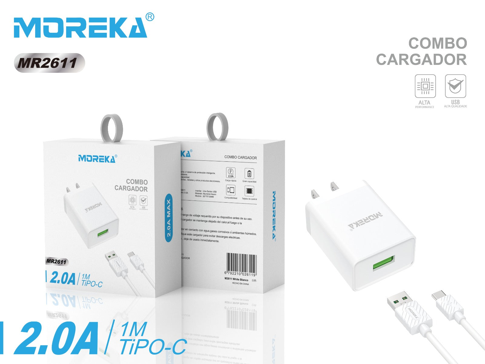 Cargador Moreka MR2611 2.0A Usb Cable Tipo C