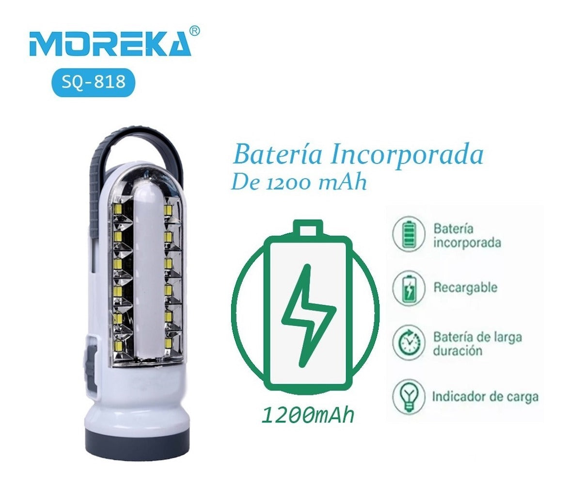 Lámpara Emergencia Moreka SQ-818, 5W, 8Hrs. 30 LEDS Recargable