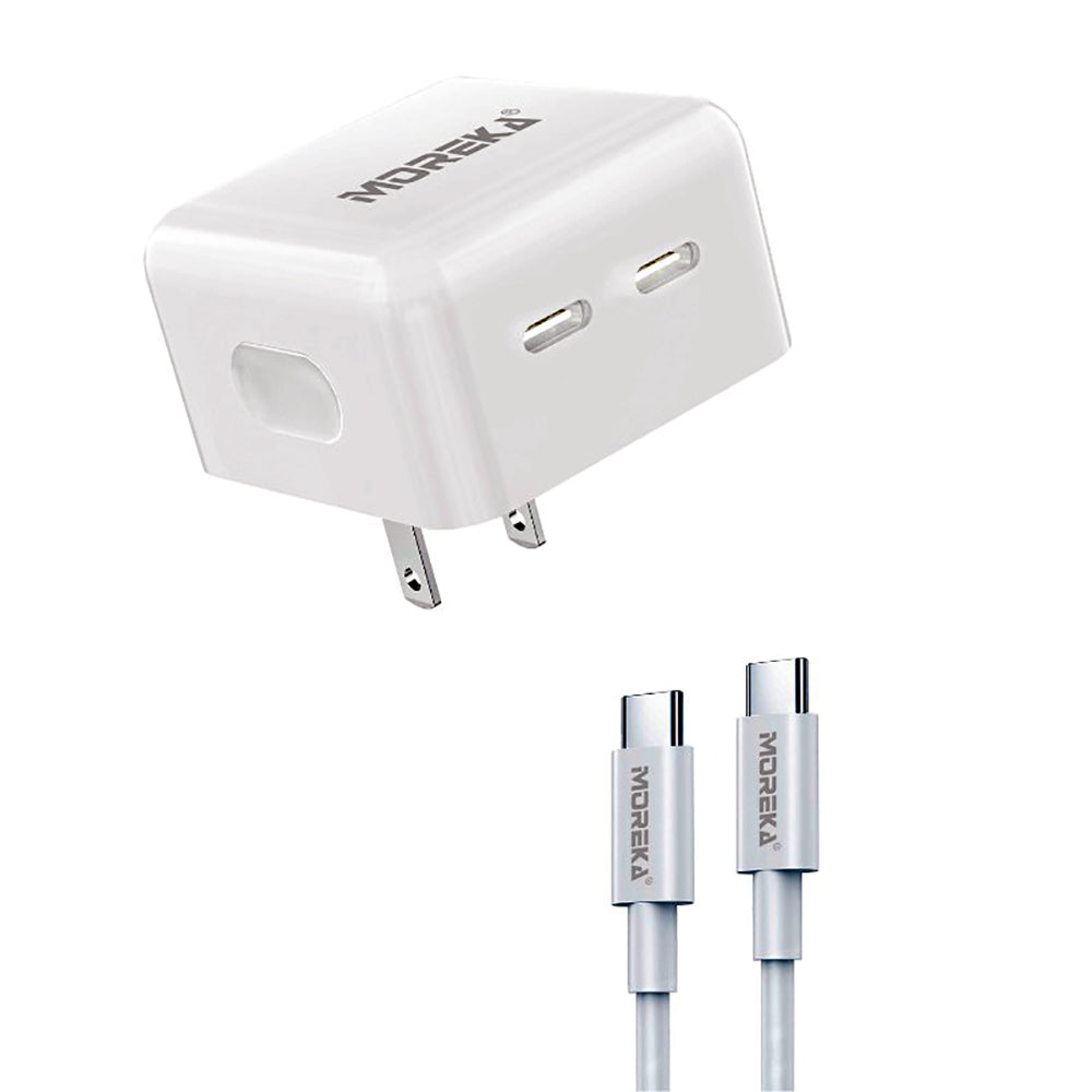 Turbo Cargador 40W Moreka CC22 doble puerto C Cable C 1M