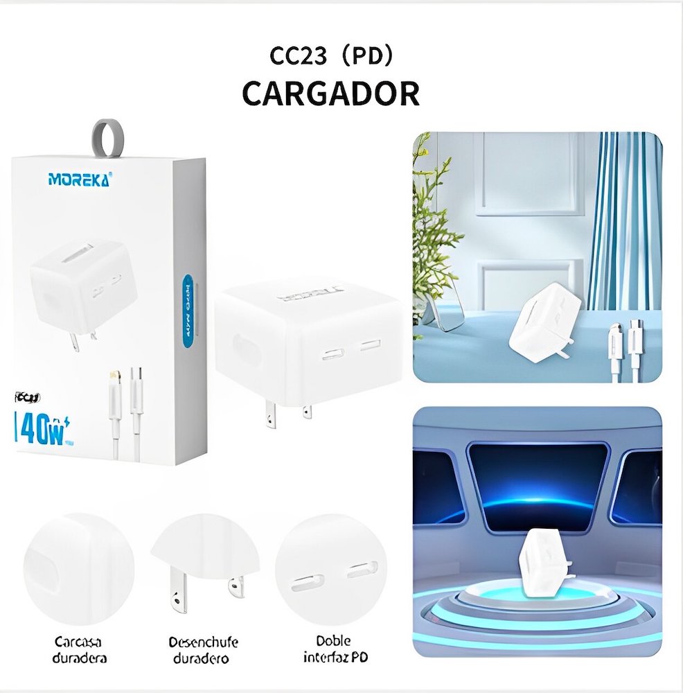 Turbo Cargador Moreka CC23 Puertos C C Cabe IP 1M