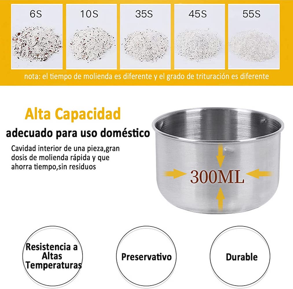 Molinillo de café y especias de acero inoxidable portatil 300ML COF-036