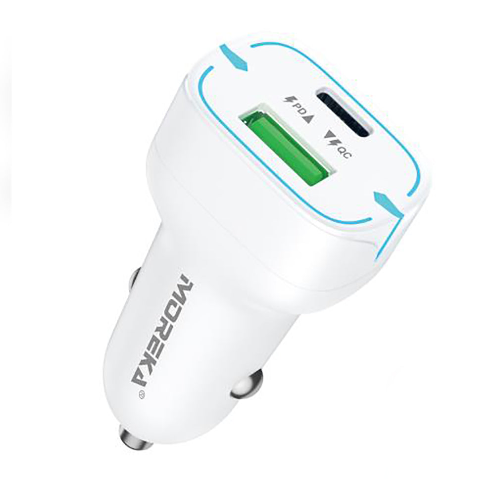 Cargador De Carro Moreka CP010 PlugIn 45W puertos USB y C