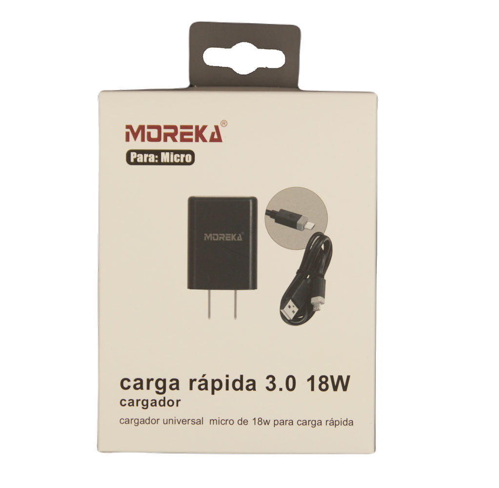 Cargador V8 Micro USB, Moreka 18w, 3.0A - Morekashop