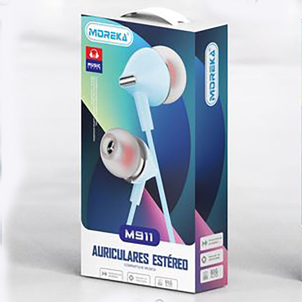 Paquete de 20 Audífonos Alámbricos 3.5 Moreka M-911, Manos Libres