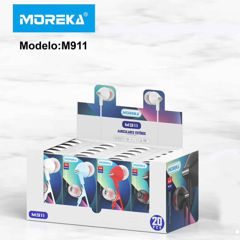 Pack of 20 Wired Headphones 3.5 Moreka M-911, Hands Free