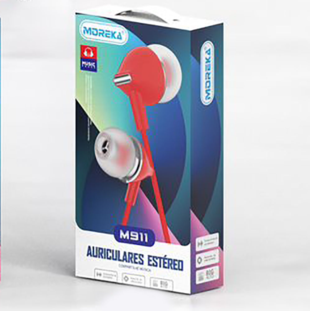 Paquete de 20 Audífonos Alámbricos 3.5 Moreka M-911, Manos Libres