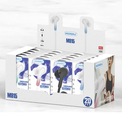 Pack of 20 Moreka M-915 Wired Hands-Free Headphones