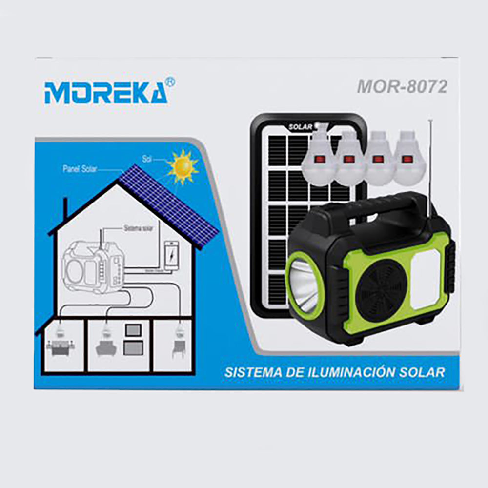 Mini Sistema Solar Radio FM 4 Focos Linterna Power Bank MOR-8072