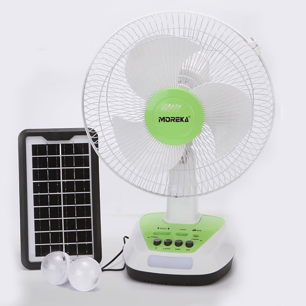 Ventilador 2 Velocidades Led y Panel Solar. MOR-FS12