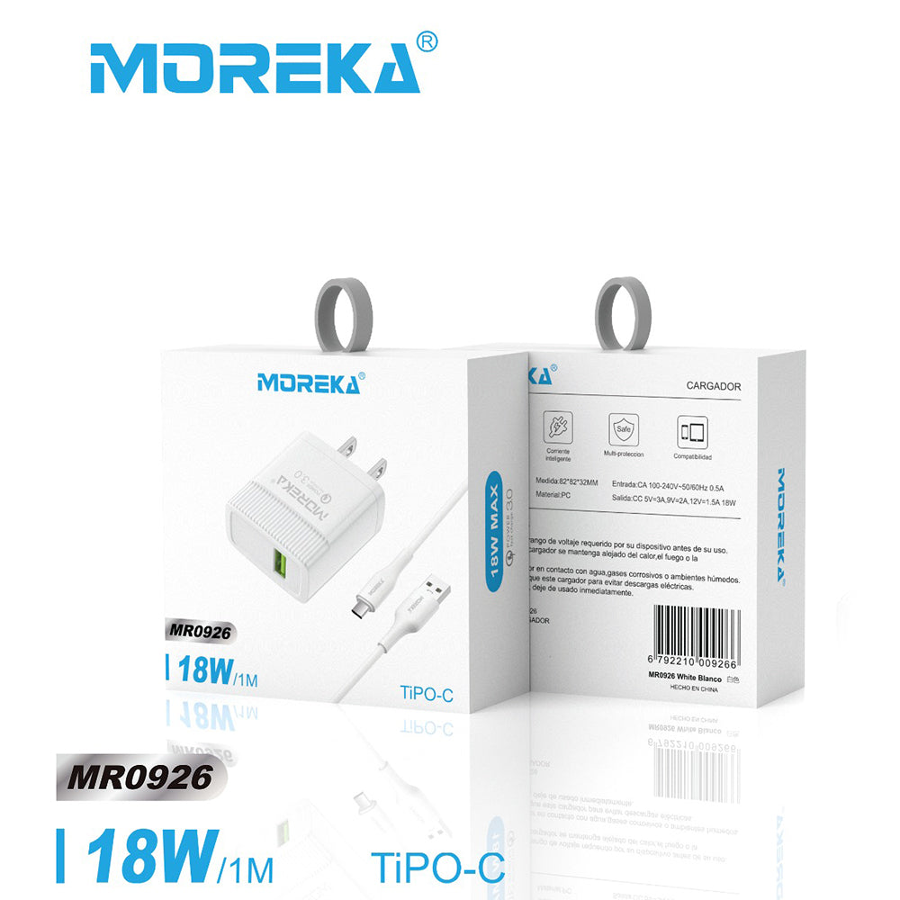 Charger Type C Moreka MR0926 18W Includes Cable