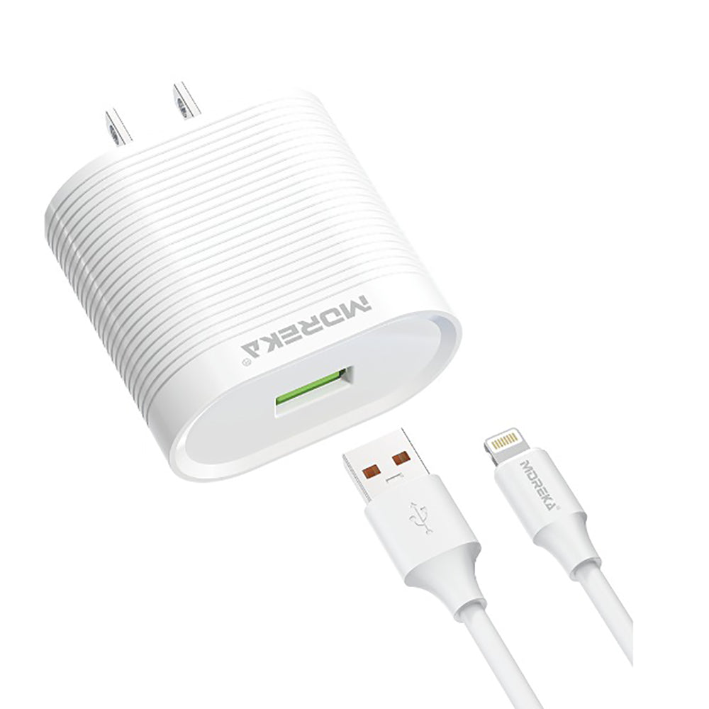 Cargador Moreka MR1436 Ligthning 2.4A Incluye Cable IP 1M