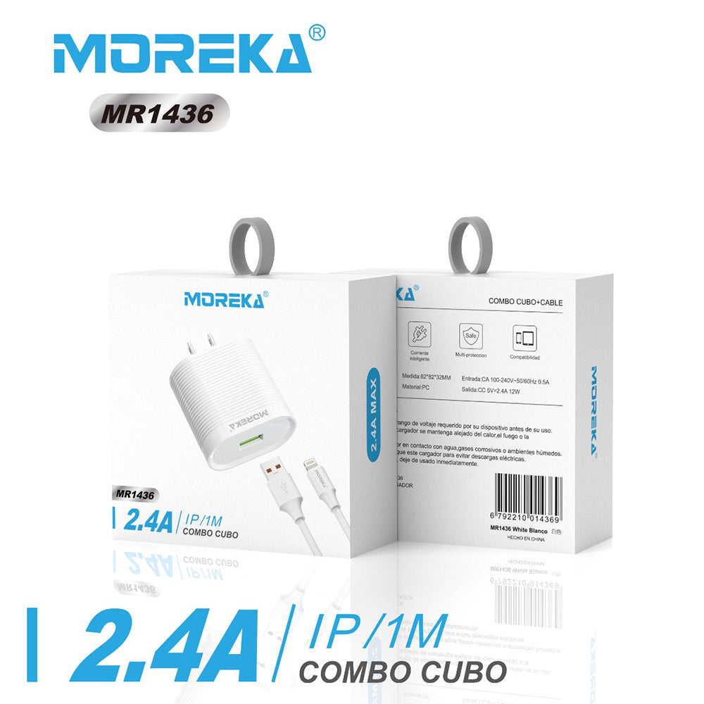 Moreka MR1436 Lightning 2.4A Charger Includes 1M IP Cable