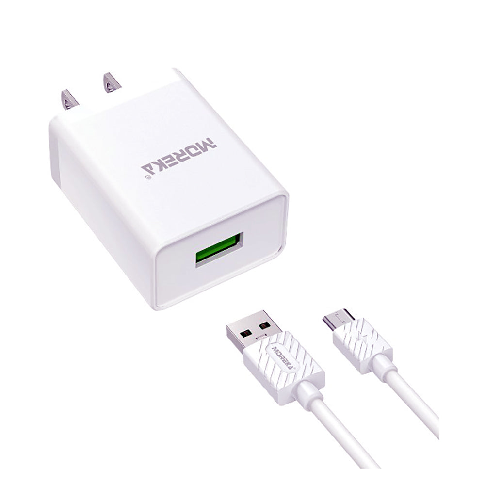 Cargador Moreka MR2610 2.0A Puerto Usb incluye Cable Micro USB V8 1M