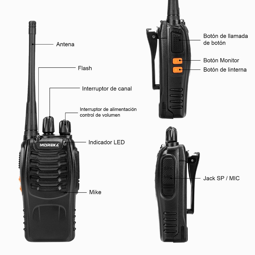 2 Radios UHF Moreka Bf-888s 2pcs Con Manos Libres hasta 10 km
