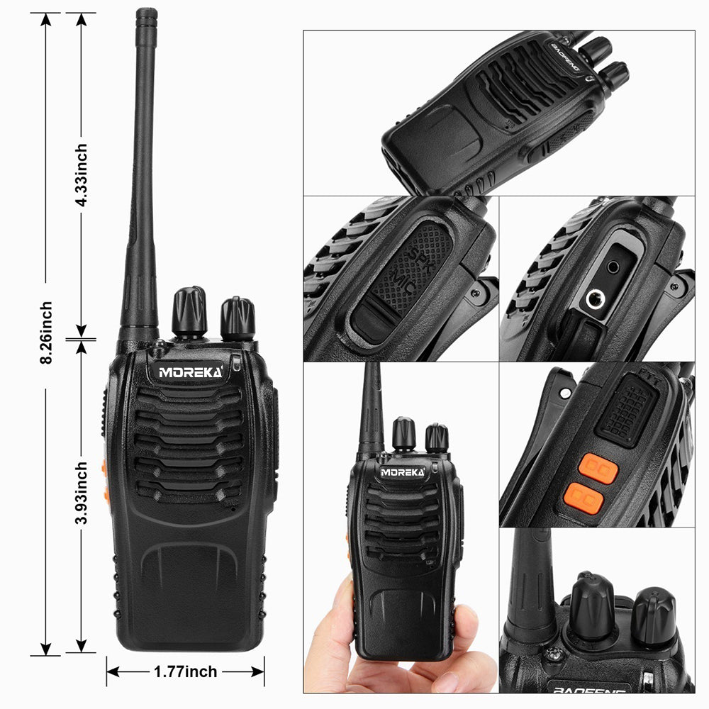 2 Radios UHF Moreka Bf-888s 2pcs Con Manos Libres hasta 10 km