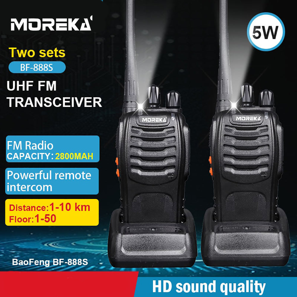 2 Radios UHF Moreka Bf-888s 2pcs Con Manos Libres hasta 10 km